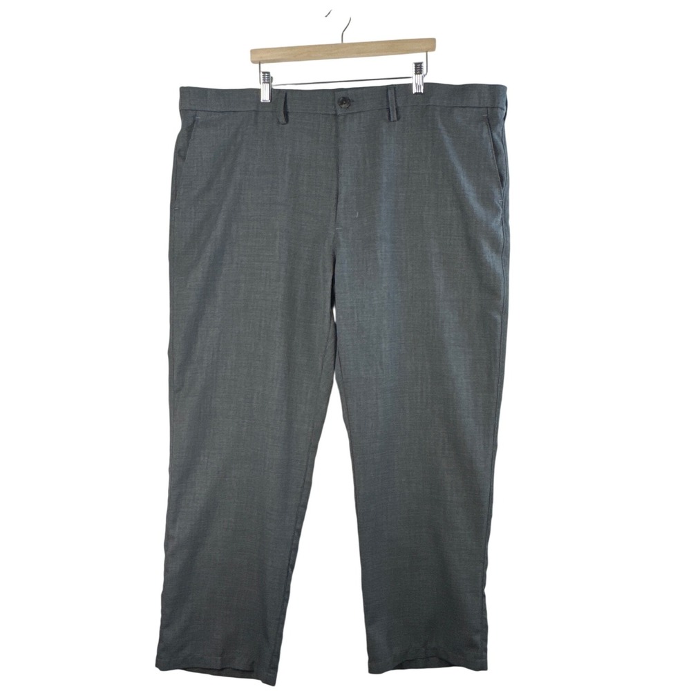 Haggar Mens Dress Pants 44x30 Gray Classic‎ Fit Flat Front Work Office Trousers